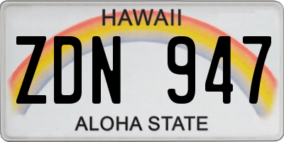 HI license plate ZDN947