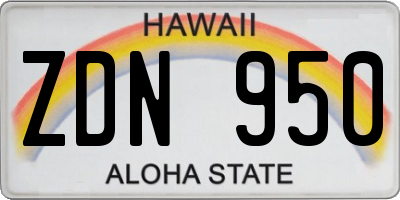 HI license plate ZDN950
