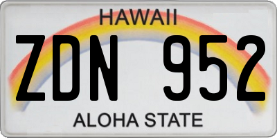 HI license plate ZDN952