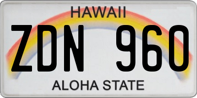 HI license plate ZDN960