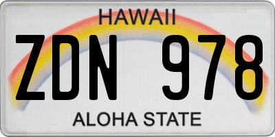 HI license plate ZDN978