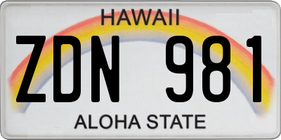 HI license plate ZDN981