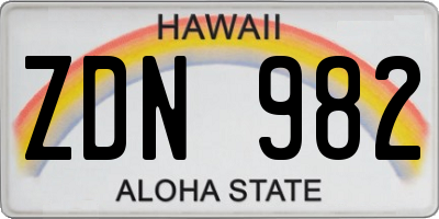 HI license plate ZDN982