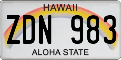HI license plate ZDN983