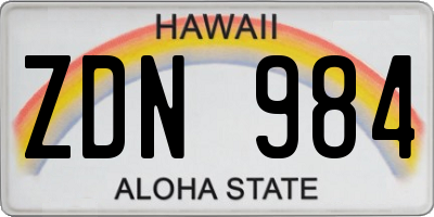 HI license plate ZDN984