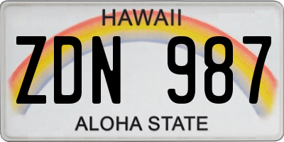 HI license plate ZDN987