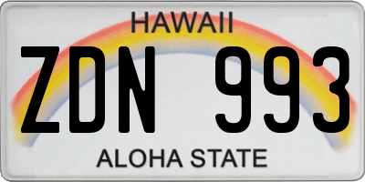 HI license plate ZDN993