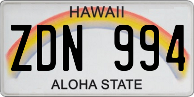 HI license plate ZDN994