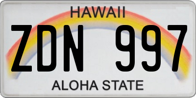 HI license plate ZDN997