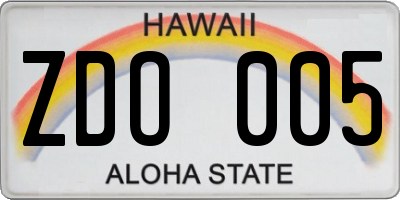 HI license plate ZDO005