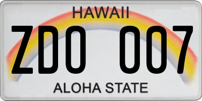 HI license plate ZDO007