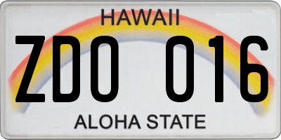 HI license plate ZDO016