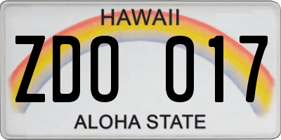 HI license plate ZDO017