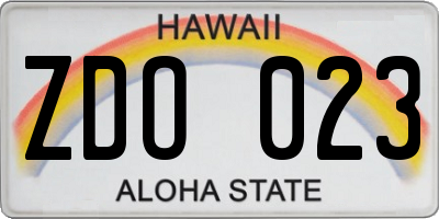 HI license plate ZDO023