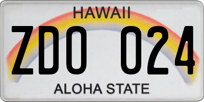HI license plate ZDO024