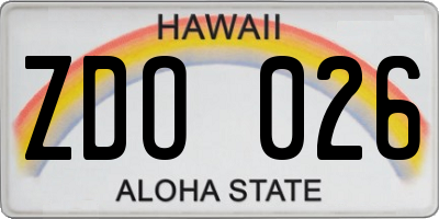 HI license plate ZDO026