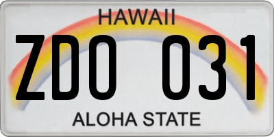 HI license plate ZDO031