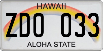 HI license plate ZDO033