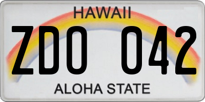 HI license plate ZDO042