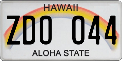 HI license plate ZDO044