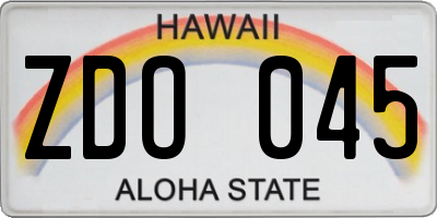 HI license plate ZDO045
