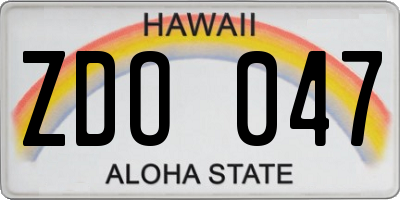 HI license plate ZDO047