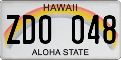 HI license plate ZDO048