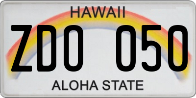 HI license plate ZDO050