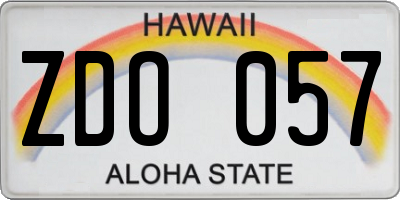 HI license plate ZDO057