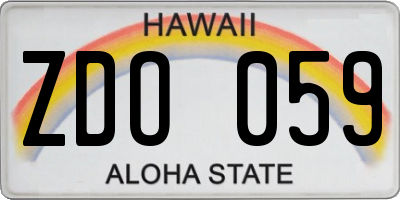 HI license plate ZDO059