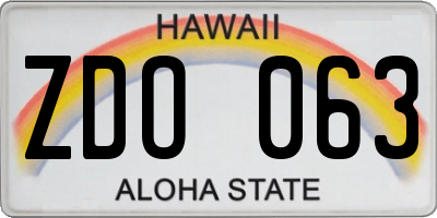 HI license plate ZDO063