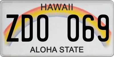 HI license plate ZDO069