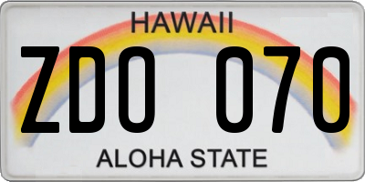 HI license plate ZDO070