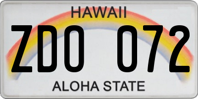 HI license plate ZDO072