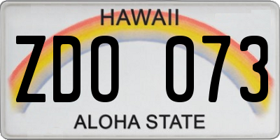 HI license plate ZDO073
