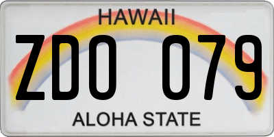HI license plate ZDO079