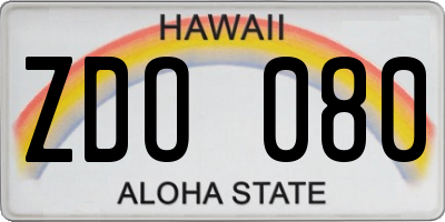 HI license plate ZDO080
