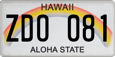HI license plate ZDO081