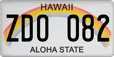 HI license plate ZDO082