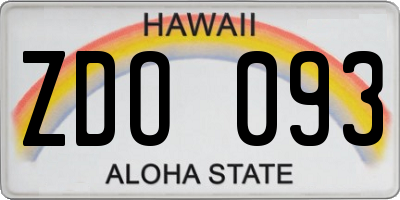 HI license plate ZDO093