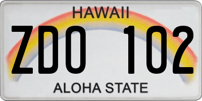HI license plate ZDO102