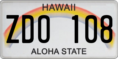 HI license plate ZDO108