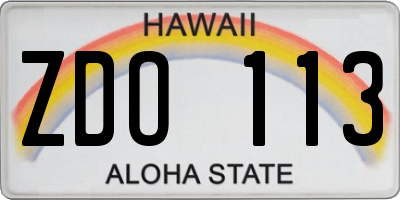 HI license plate ZDO113