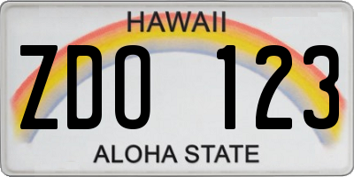 HI license plate ZDO123