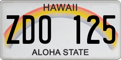 HI license plate ZDO125