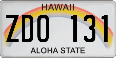 HI license plate ZDO131