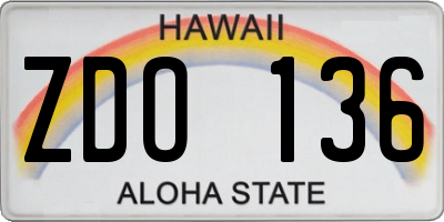 HI license plate ZDO136