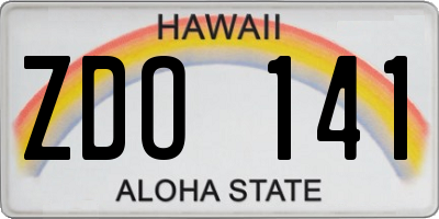 HI license plate ZDO141