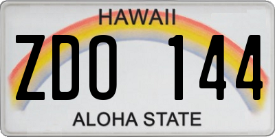 HI license plate ZDO144