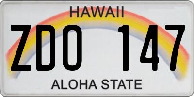HI license plate ZDO147